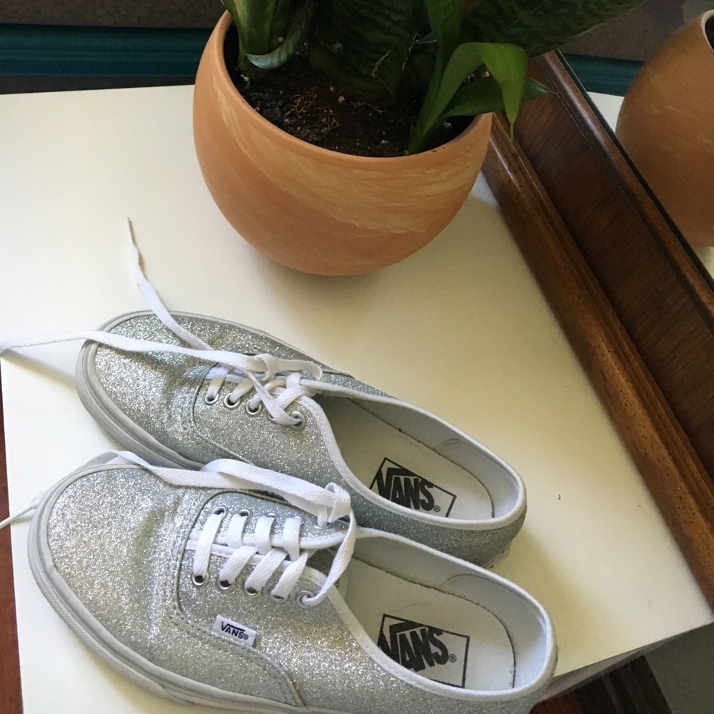 Silver glitter Vans